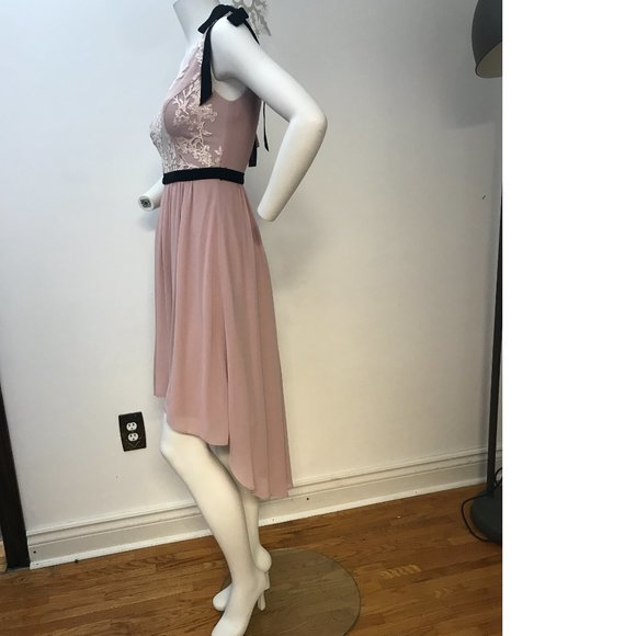 Le Chateau PLUS SIZE Dusty Rose Blush Pink Wedding Asymmetrical Summer Dress NWT - Picture 2 of 11